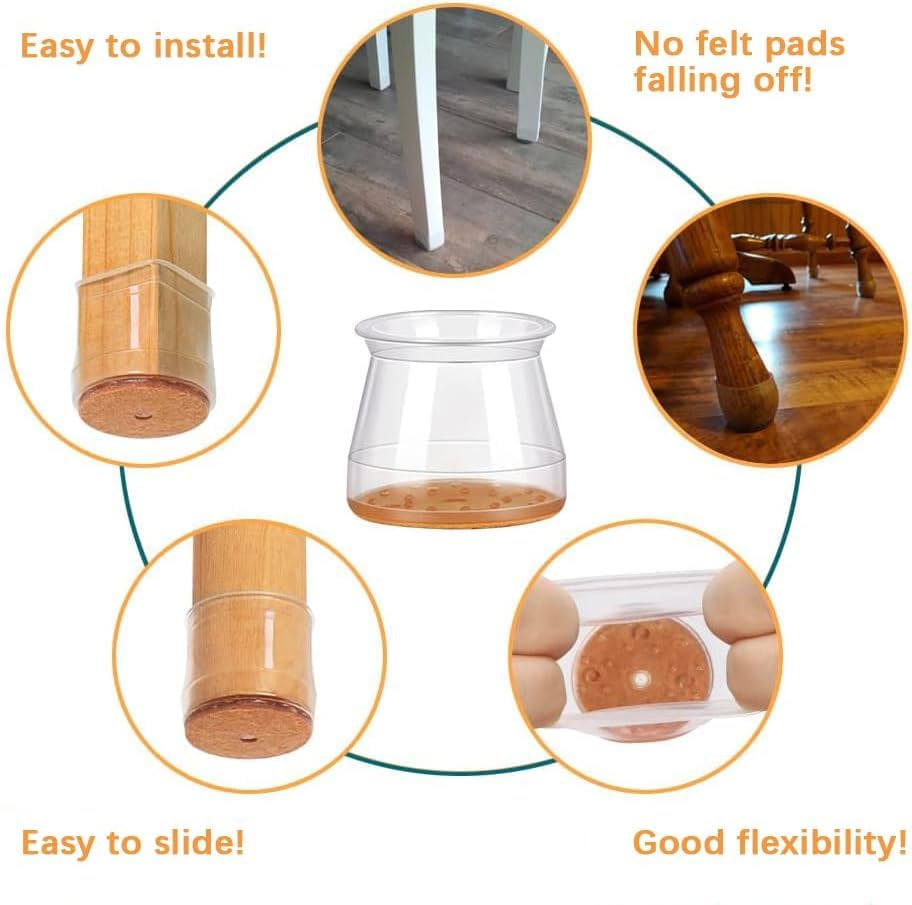 FloorGuard® - Silicone Chair Leg Protectors with Felt for Hardwood Floors (6PCS)