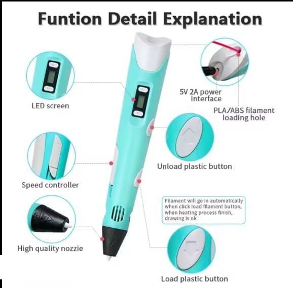3D Printer Pen for Kids Complete 3D Drawing Pen Set with PLA Filament (Random Color)�