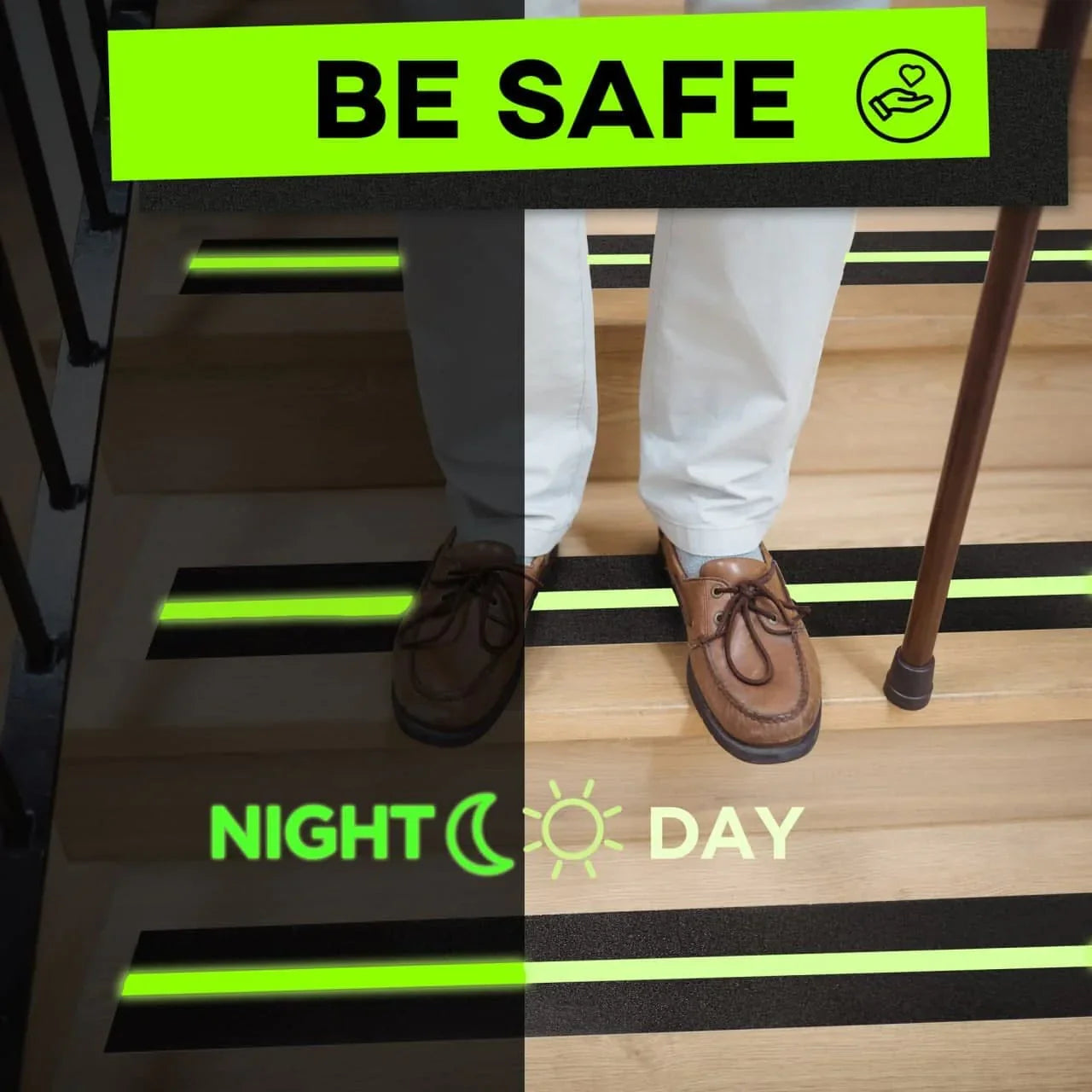 SafeStep® Anti Slip Glow Tape for Stairs Outdoor/Indoor Waterproof (2 Inch x 35 Feet)