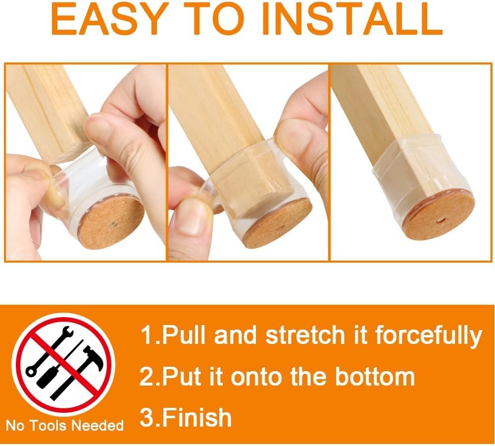 FloorGuard® - Silicone Chair Leg Protectors with Felt for Hardwood Floors (6PCS)