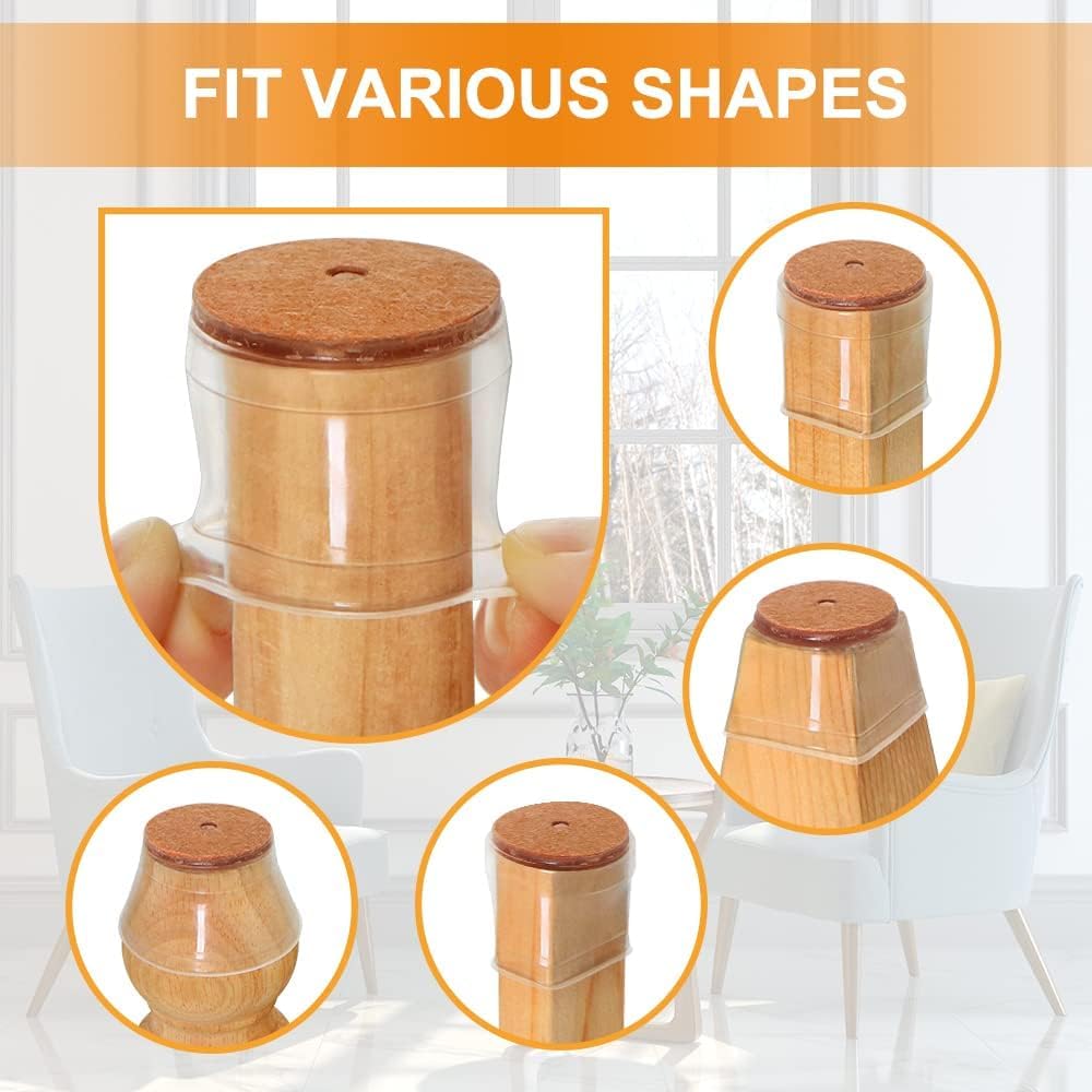 FloorGuard® - Silicone Chair Leg Protectors with Felt for Hardwood Floors (6PCS)