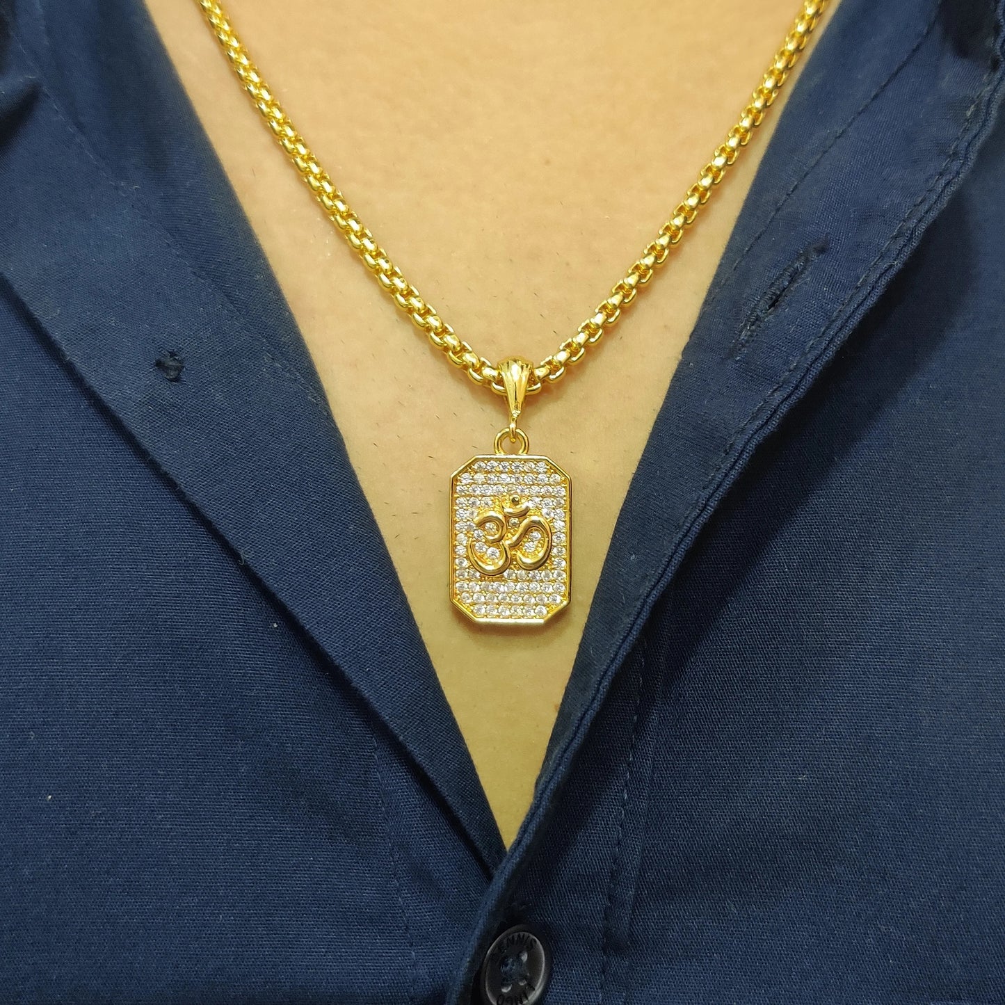 Omkara® - Premium Aum Diamond Pendant and chain with Gold Plated