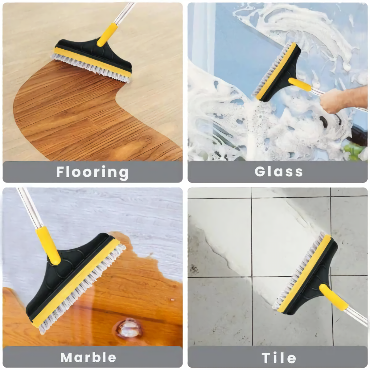 DualSweep® - 2-in-1 Long Handle Floor Brush & Wiper