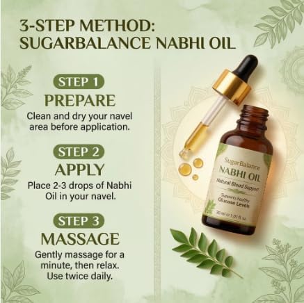 SugarBalance - Nabhi Oil Blood Sugar Support Herbal Navel Care Oil 50ml Each Pack Of 2