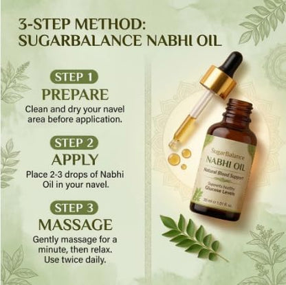 SugarBalance - Nabhi Oil Blood Sugar Support Herbal Navel Care Oil 50ml Each Pack Of 2