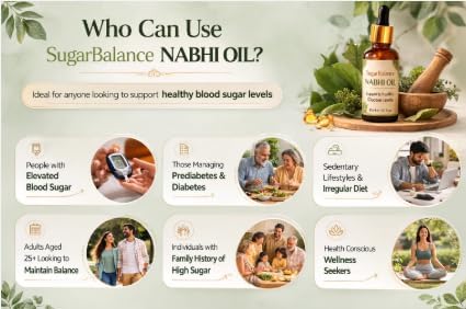SugarBalance - Nabhi Oil Blood Sugar Support Herbal Navel Care Oil 50ml Each Pack Of 2