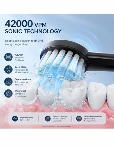 Waterproof Rechargeable Toothbrush With Replaceable Brush Heads