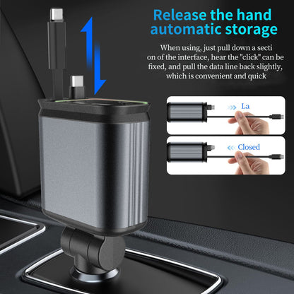 Super Fast 4 in 1 Car Charger 120W Fast Charging