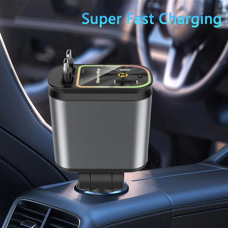 Super Fast 4 in 1 Car Charger 120W Fast Charging
