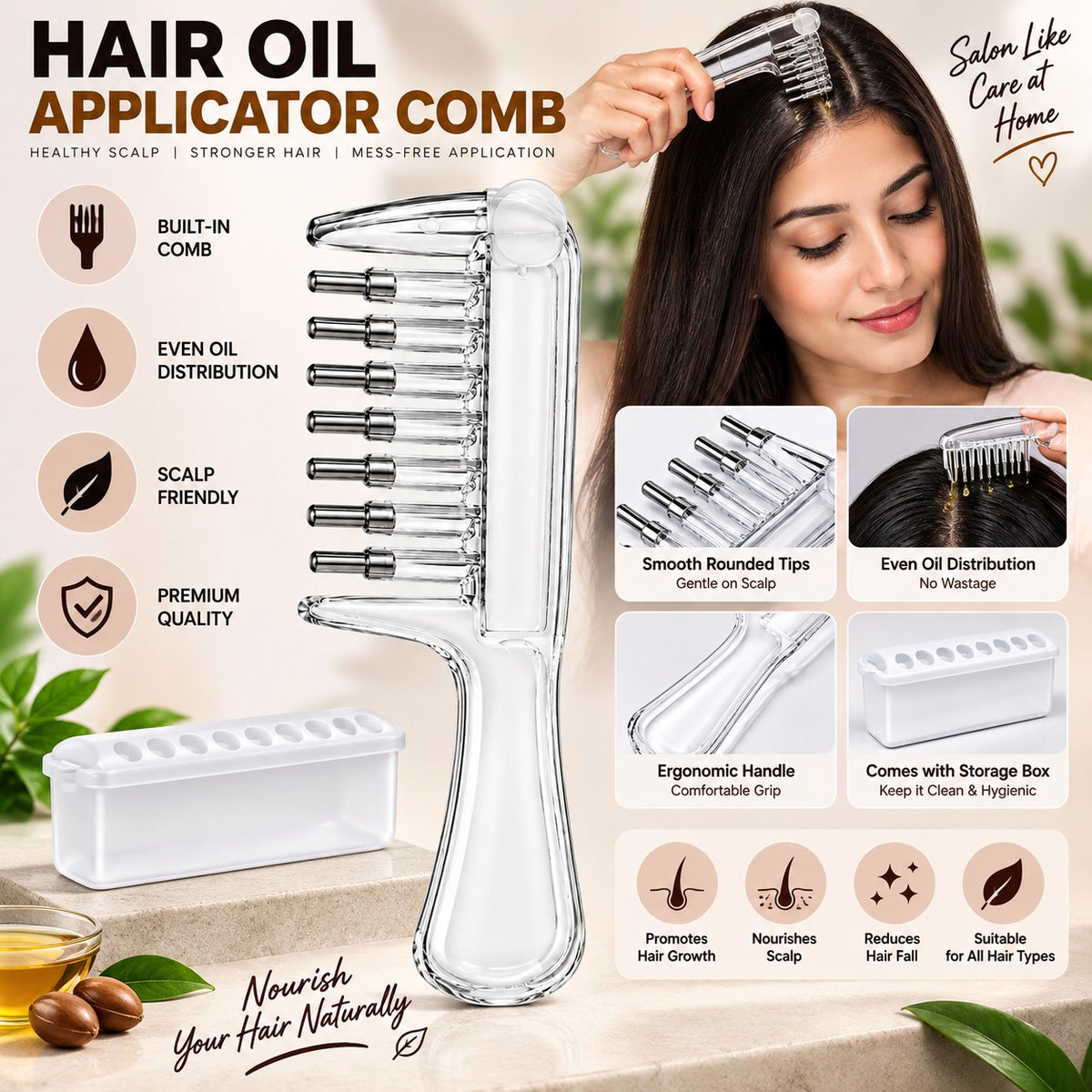 OilGlide® - Hair Oil Applicator Comb