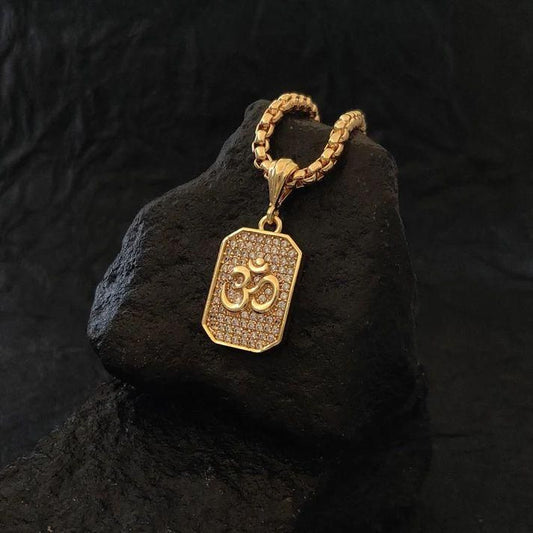 Omkara® - Premium Aum Diamond Pendant and chain with Gold Plated