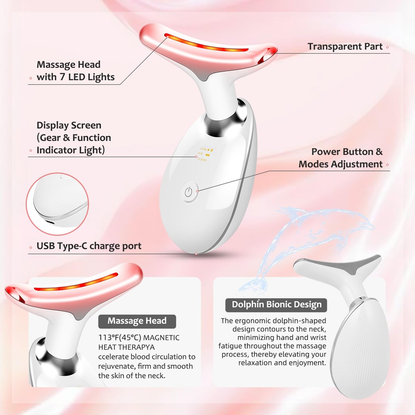 Red Light Therapy 7-Color LED Face & Neck Rejuvenation Device