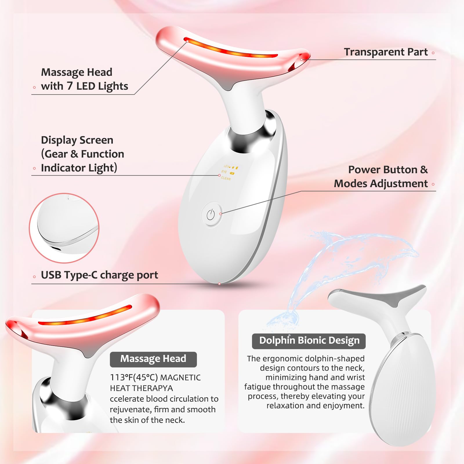 Red Light Therapy 7-Color LED Face & Neck Rejuvenation Device