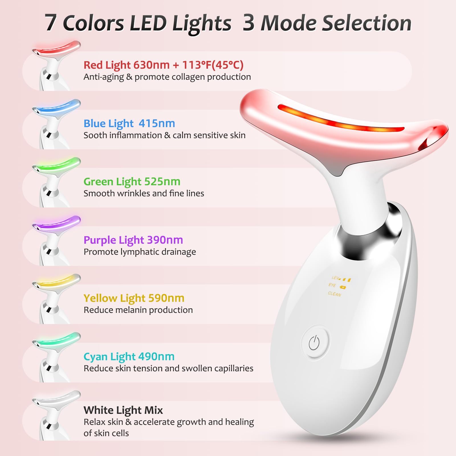 Red Light Therapy 7-Color LED Face & Neck Rejuvenation Device