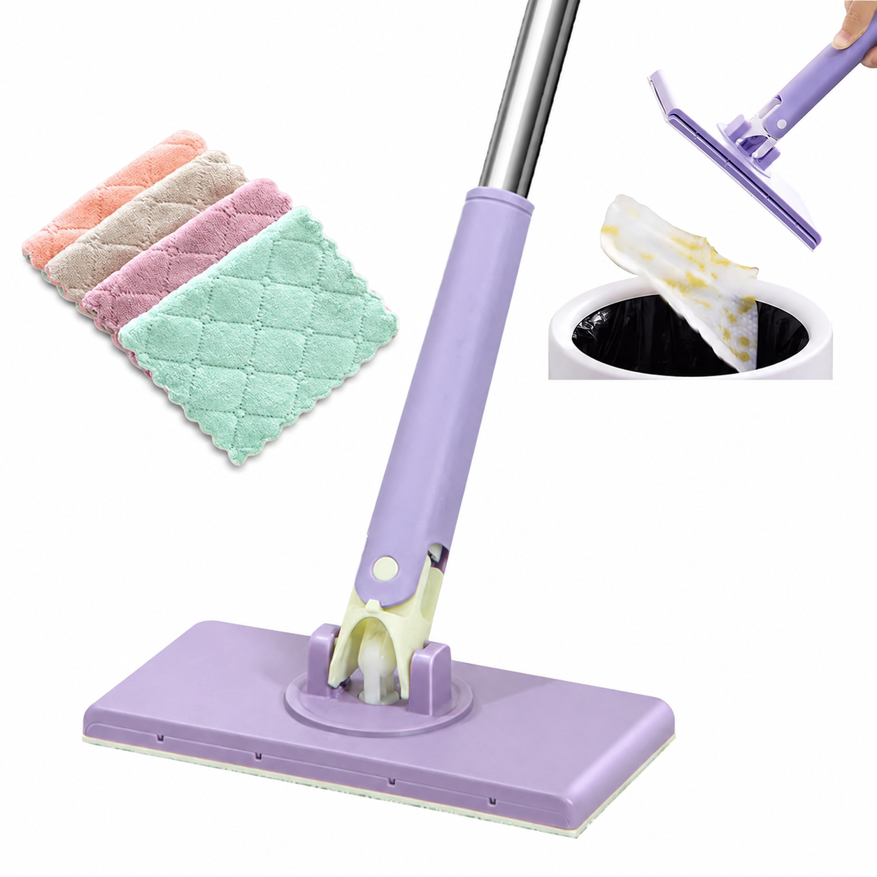 SwiftMop® - Automatic Disposable Dust Mop with 4 Reusable Cloths