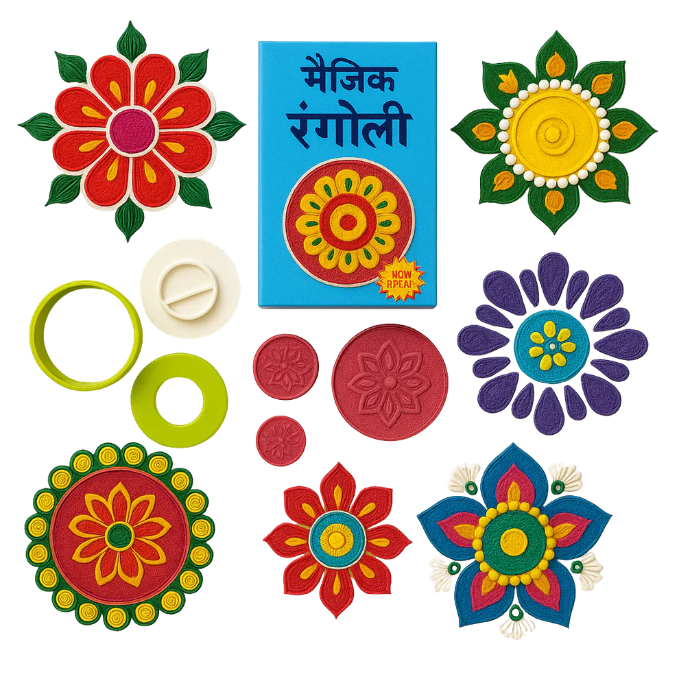 Rangoluxe® Magic Rangoli Kit – Instantly Create Stunning, Mess-Free Rangolis (Special Diwali Offer)