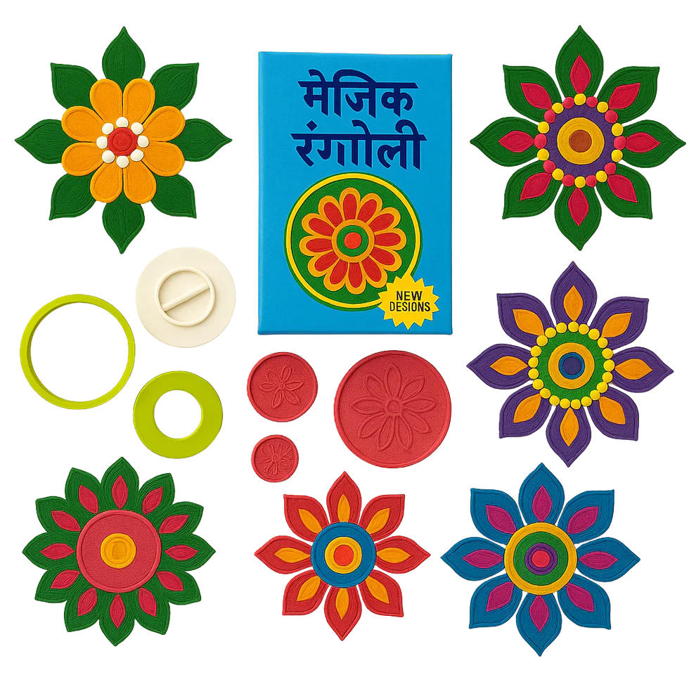 Rangoluxe® Magic Rangoli Kit – Instantly Create Stunning, Mess-Free Rangolis (Special Diwali Offer)