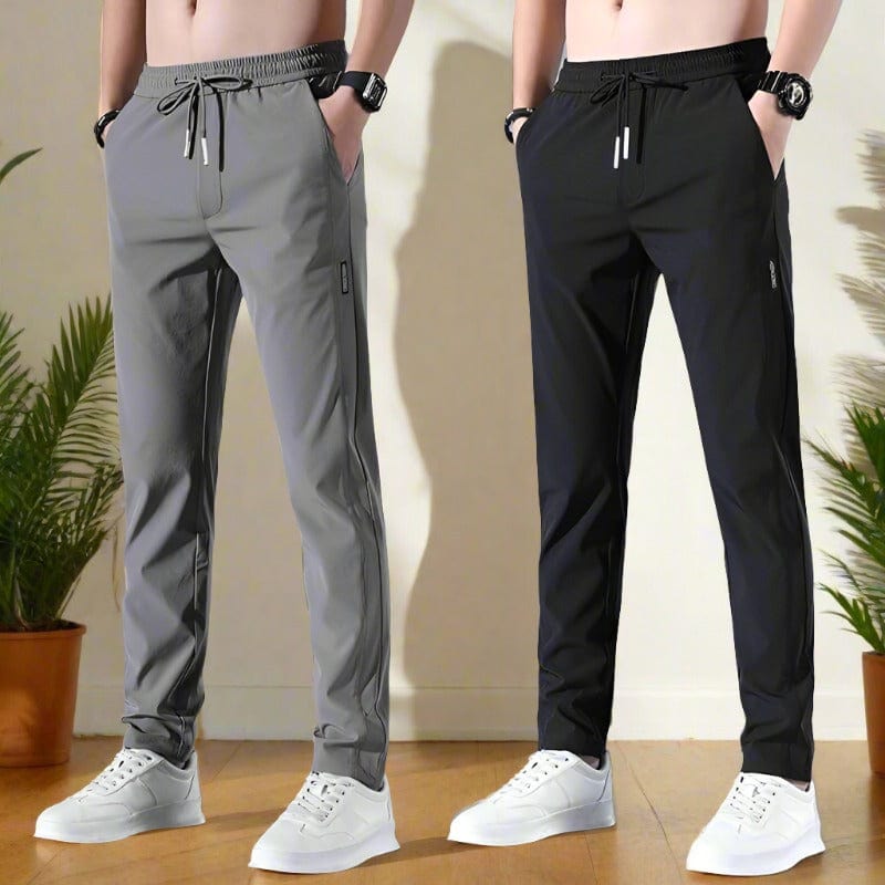 Parisoul Men's Lycra Track Pants (Black + Grey) (Pack of 2)