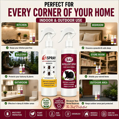 PestOut® - All-in-One Pest Control Combo for Rodent, Cockroach, Ant & Lizard Repellent Spray