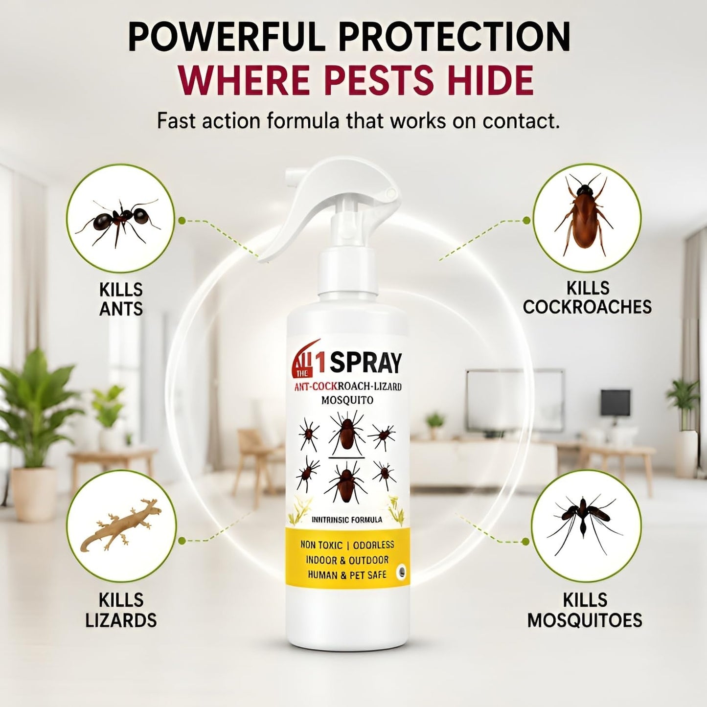 PestOut® - All-in-One Pest Control Combo for Rodent, Cockroach, Ant & Lizard Repellent Spray