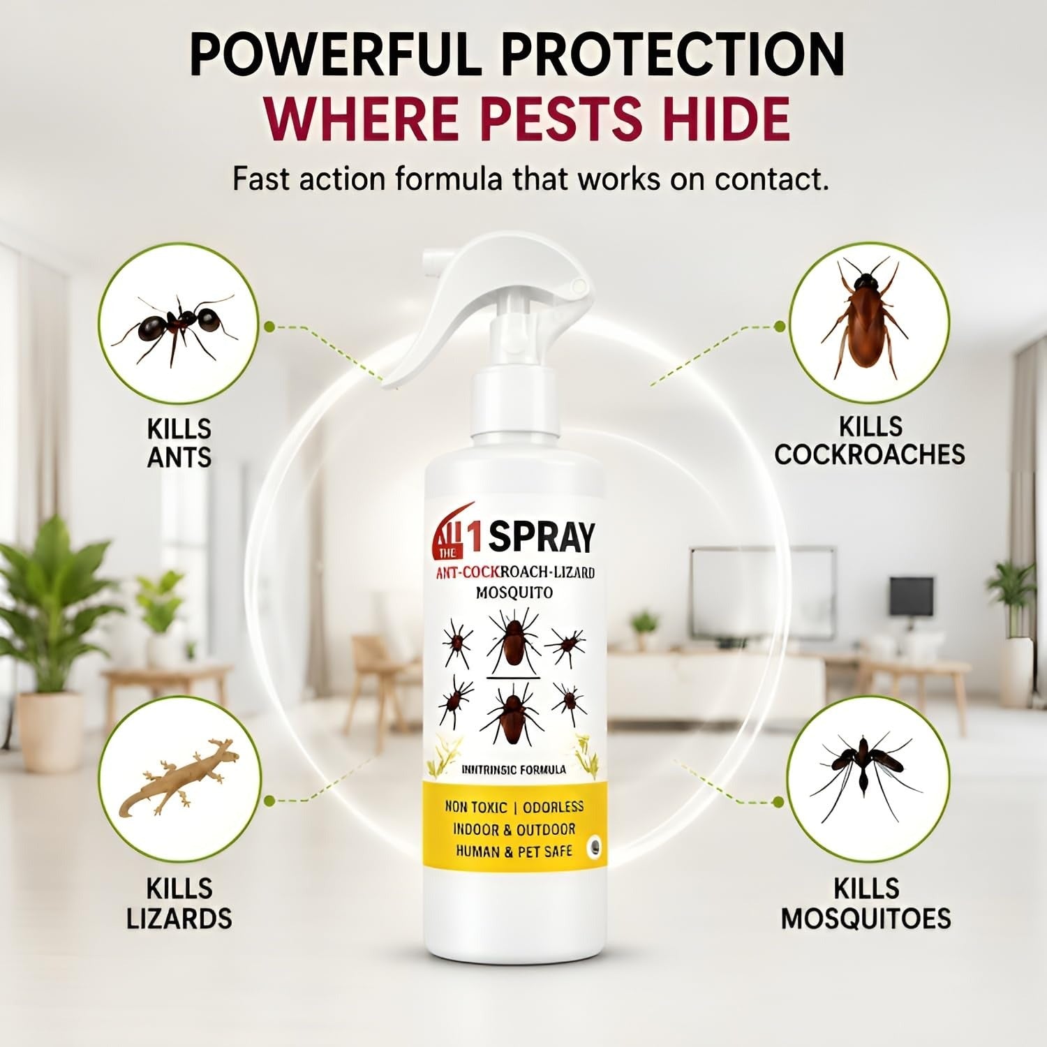 PestOut® - All-in-One Pest Control Combo for Rodent, Cockroach, Ant & Lizard Repellent Spray
