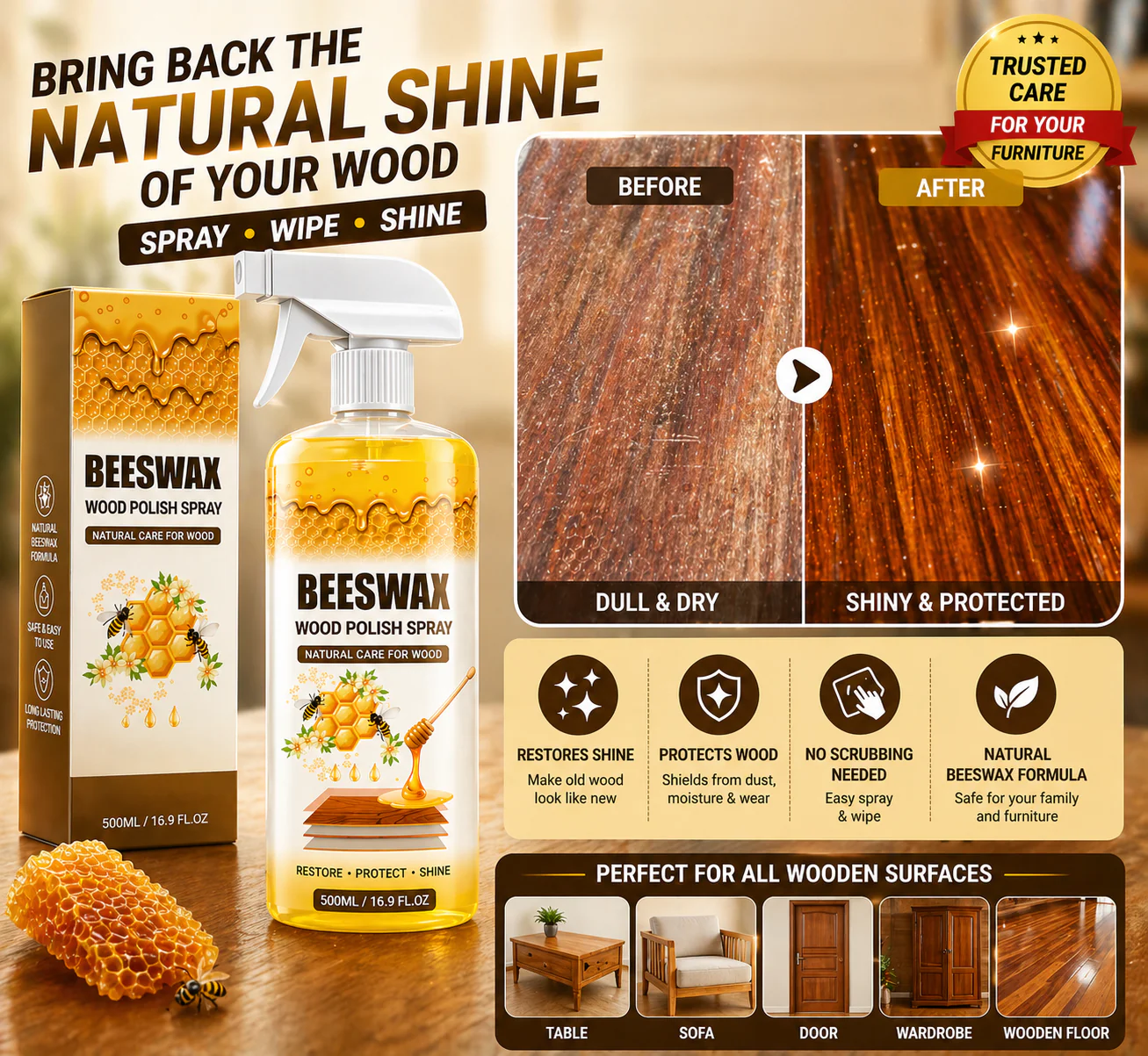 (BUY 1 GET 1 FREE) PolishPro® - Magic Beeswax Wood Polish Spray