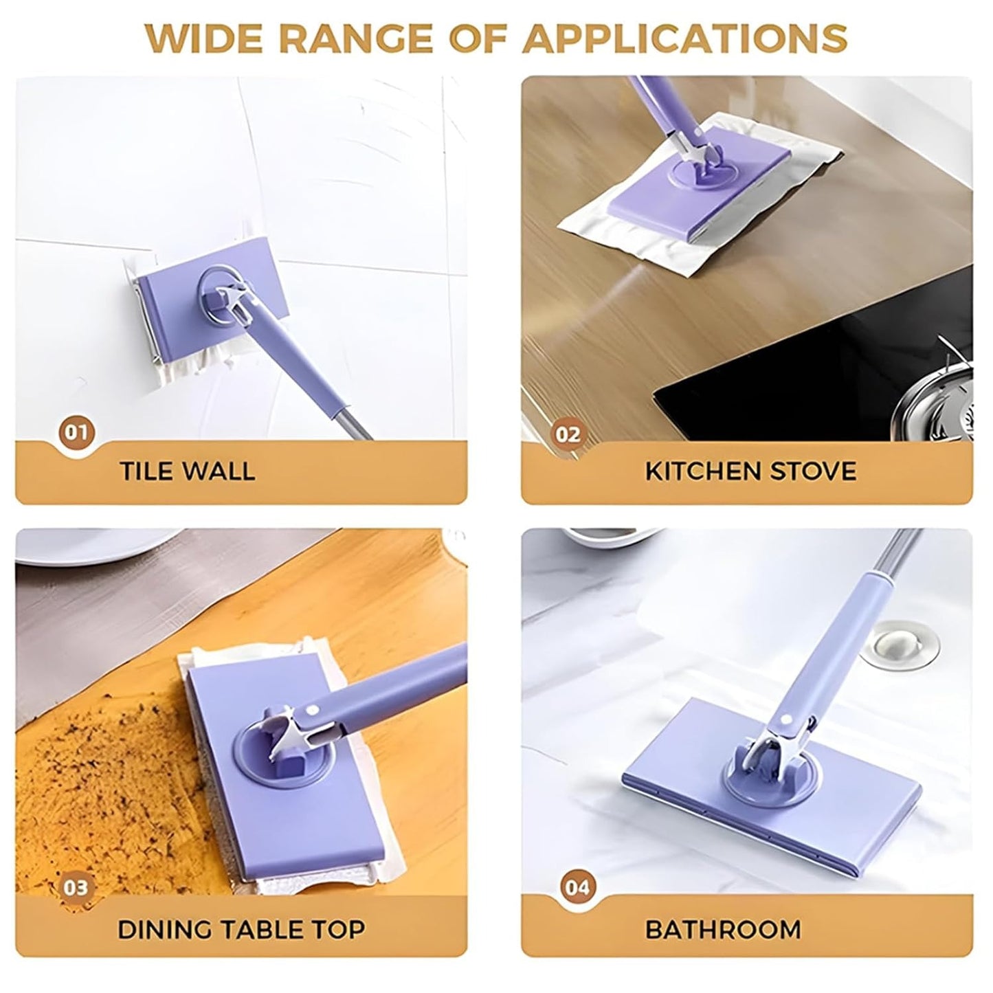 SwiftMop® - Automatic Disposable Dust Mop with 4 Reusable Cloths