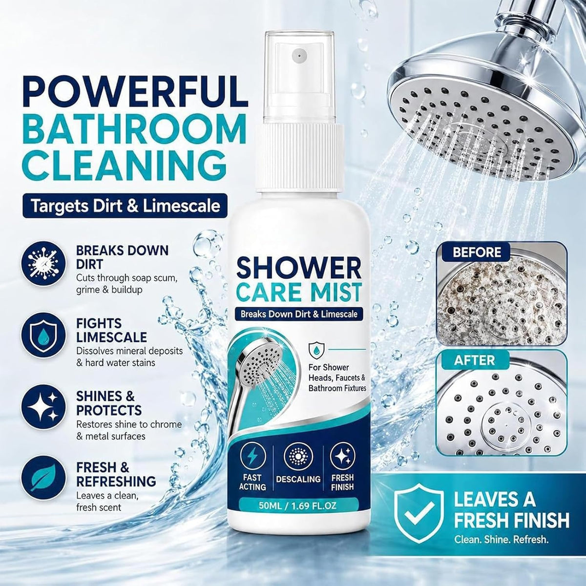 (BUY 1 GET 1 FREE) BathBloom® - Shower Care Mist Shower Heads Faucets Bathroom Tiles 100ml