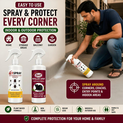 PestOut® - All-in-One Pest Control Combo for Rodent, Cockroach, Ant & Lizard Repellent Spray