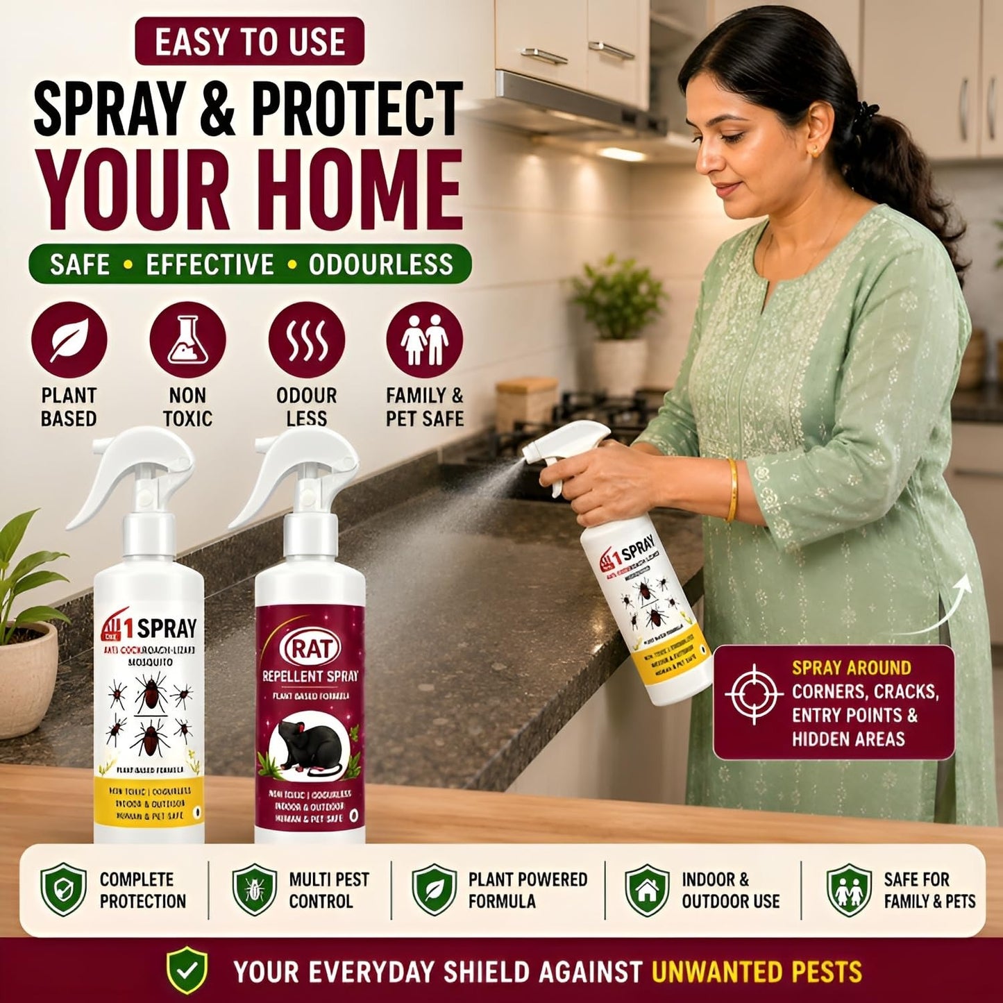 PestOut® - All-in-One Pest Control Combo for Rodent, Cockroach, Ant & Lizard Repellent Spray