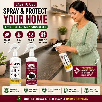 PestOut® - All-in-One Pest Control Combo for Rodent, Cockroach, Ant & Lizard Repellent Spray