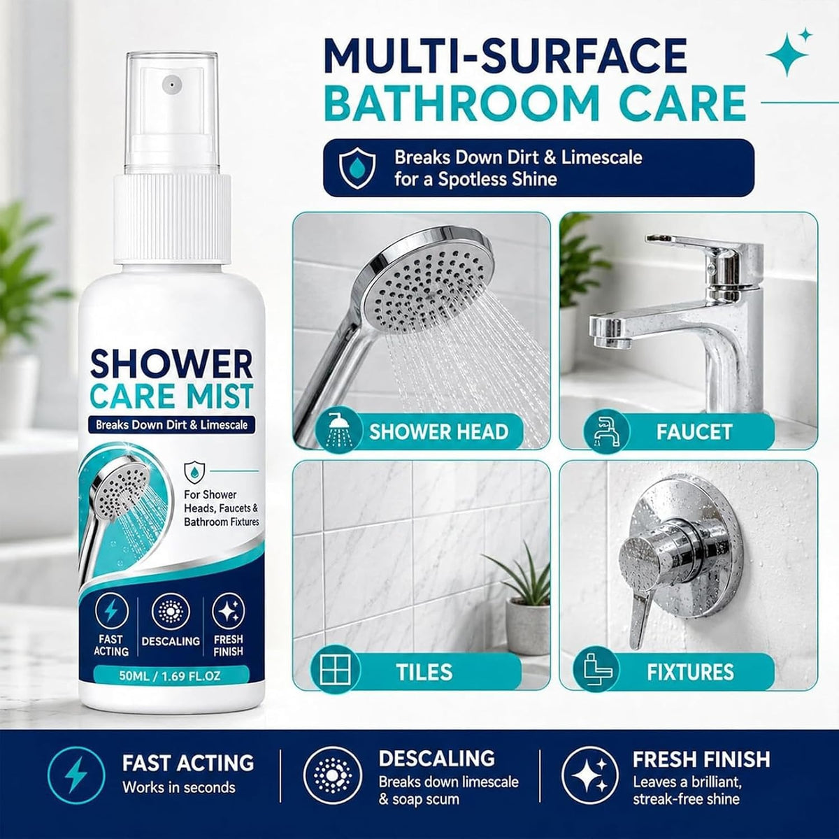 (BUY 1 GET 1 FREE) BathBloom® - Shower Care Mist Shower Heads Faucets Bathroom Tiles 100ml