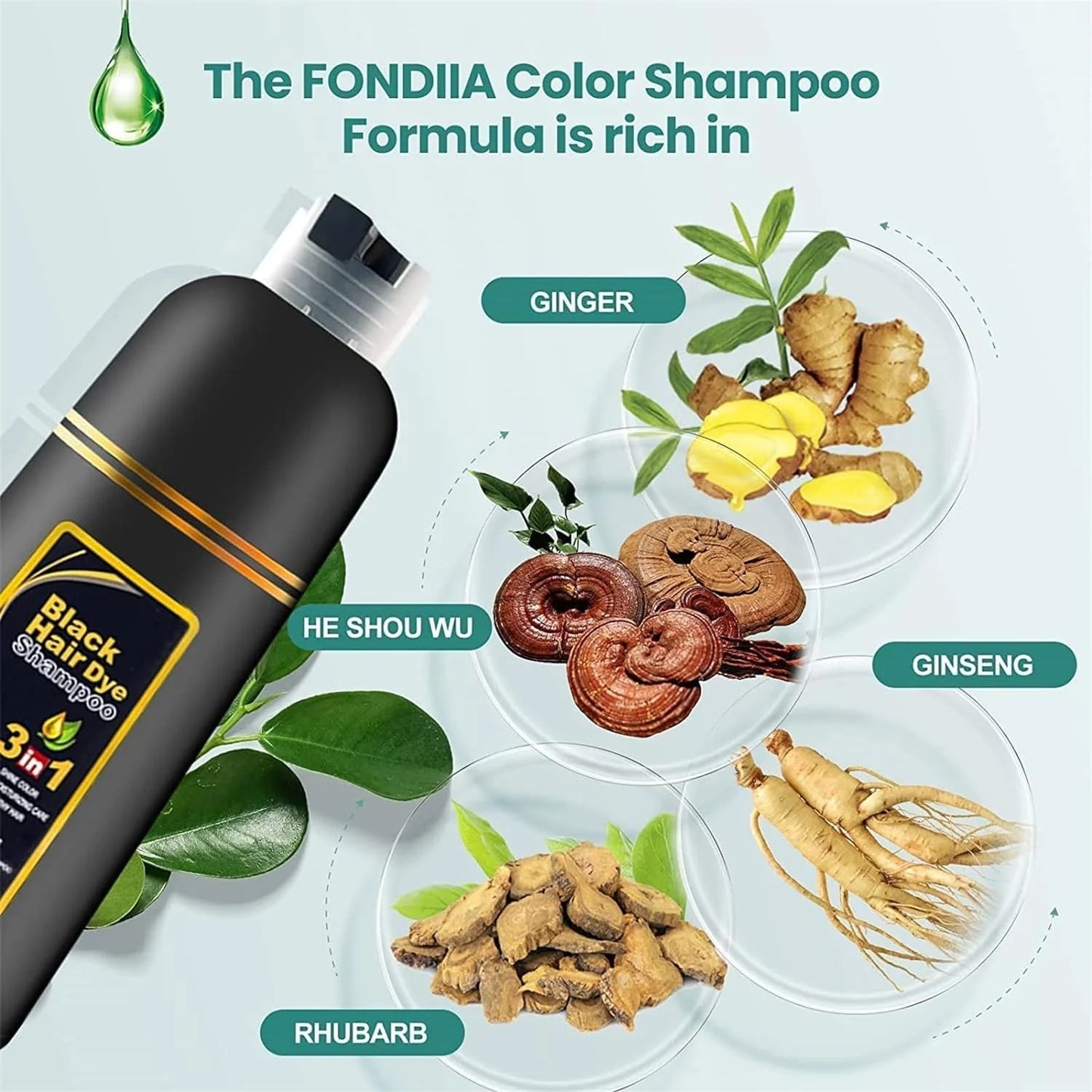 (BUY 1 GET 1 FREE) EverBlack® - 3 in 1 Natural Black Hair Dye Shampoo
