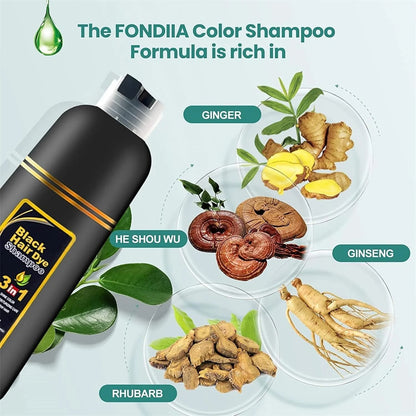 (BUY 1 GET 1 FREE) EverBlack® - 3 in 1 Natural Black Hair Dye Shampoo