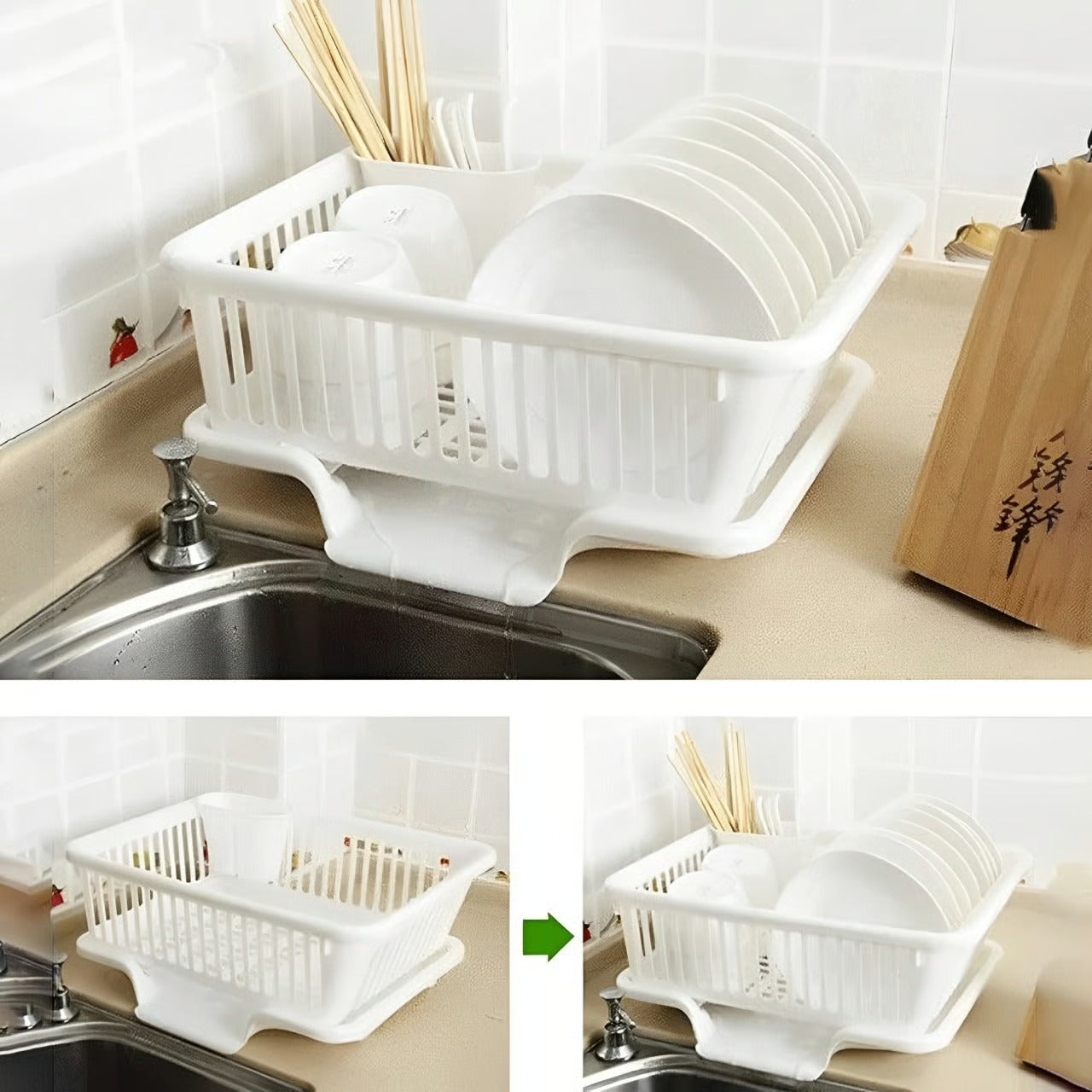 DishDock® - 3-in-1 Premium Kitchen Dish Drying Rack