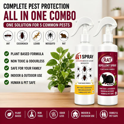 PestOut® - All-in-One Pest Control Combo for Rodent, Cockroach, Ant & Lizard Repellent Spray