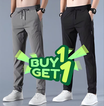 Parisoul Men's Lycra Track Pants (Black + Grey) (Pack of 2)