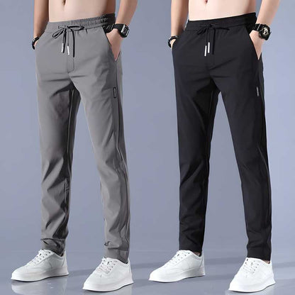 Parisoul Men's Lycra Track Pants (Black + Grey) (Pack of 2)