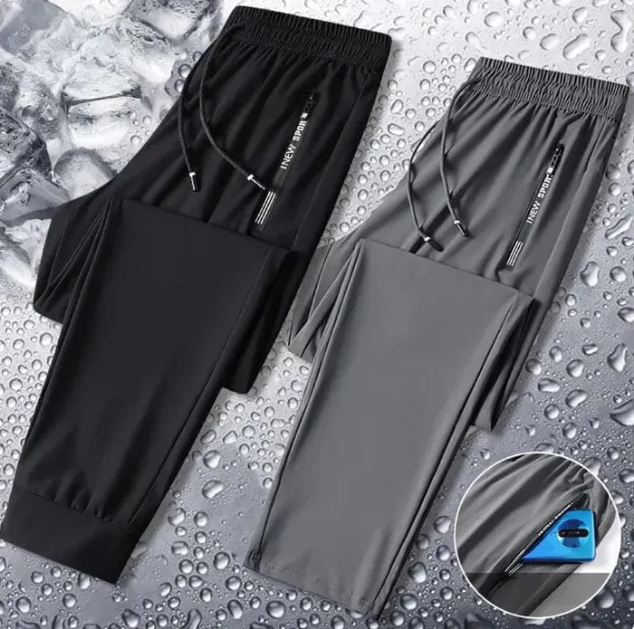 Parisoul Men's Lycra Track Pants (Black + Grey) (Pack of 2)